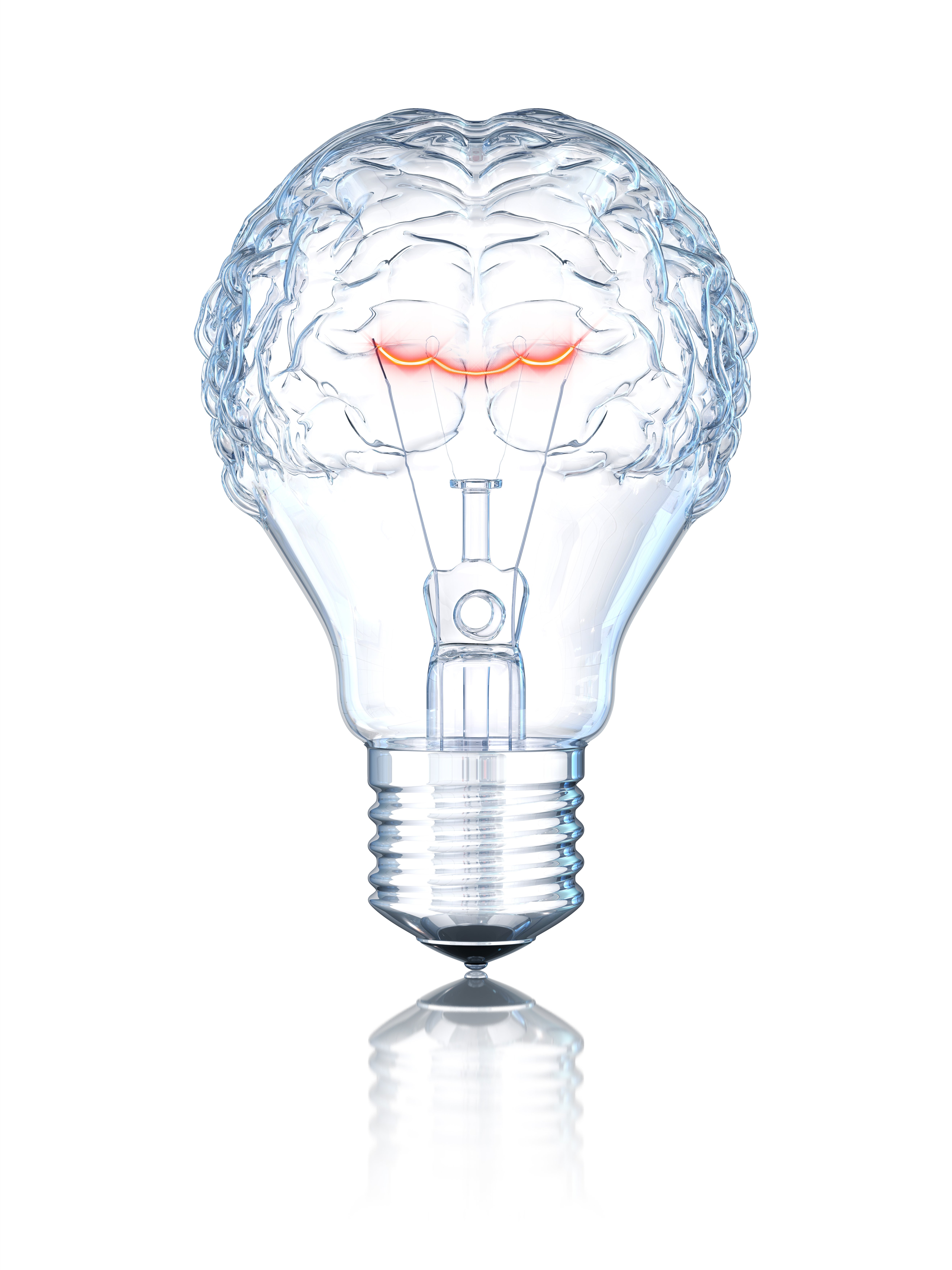 lightbulb with brain inside it